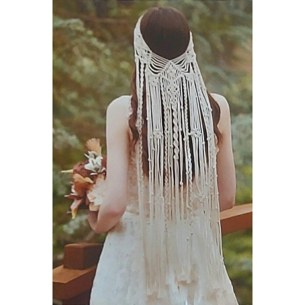 Macrame Bohemian Wedding Headpiece Headband Boho Hippie Bridal Hair Accessories